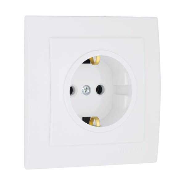 Λευκή πρίζα σούκο με προστασία - Image 2