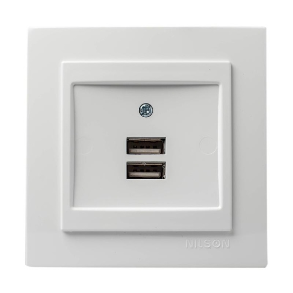 Λευκή πρίζα USB διπλή - Image 2