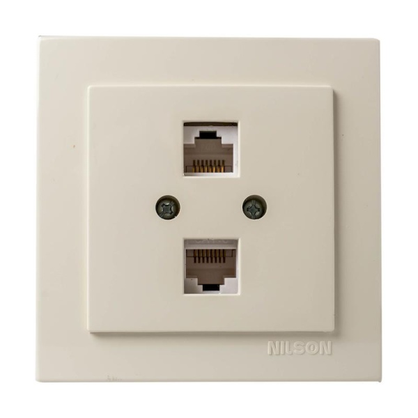 Μπέζ πρίζα δικτύου CAT6  διπλή - Image 2