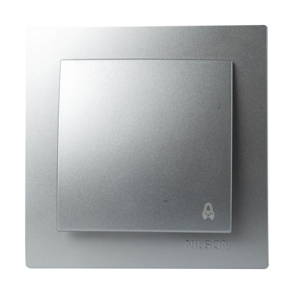 Ασημί μπουτόν κουδουνιού 12V-220V - Image 2