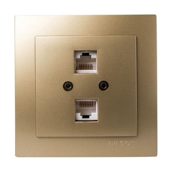 Σατινέ πρίζα δικτύου CAT6  διπλή - Image 2