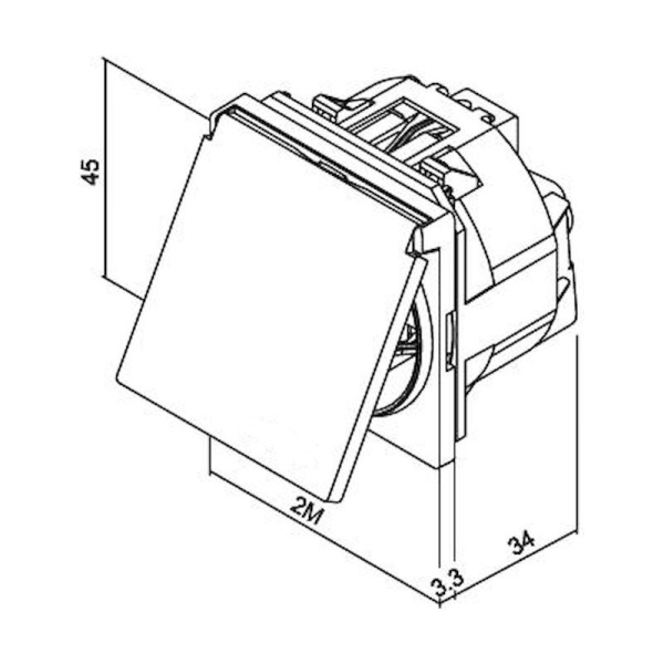 Πρίζα σουκο με καπάκι 2 θέσεων Λευκή 2Ρ+Ε 16Α 250V - Image 2