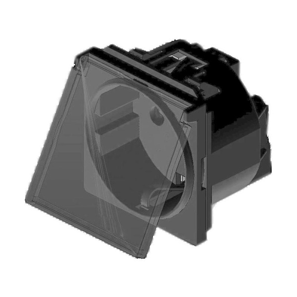 Πρίζα σουκο με καπάκι 2 θέσεων Μαύρη 2Ρ+Ε 16Α 250V - Image 3
