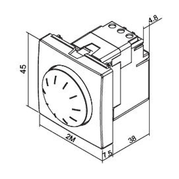 Προγραμματιζόμενος ρεοστάτης 10-100W-VA με περιστροφικό κομβίο ελέγχου και πιεζοδιακόπτη 2 θέσεων Λε - Image 2