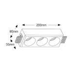 Γύψινο τετράγωνο spot 3xGU10 200x80 - Image 2