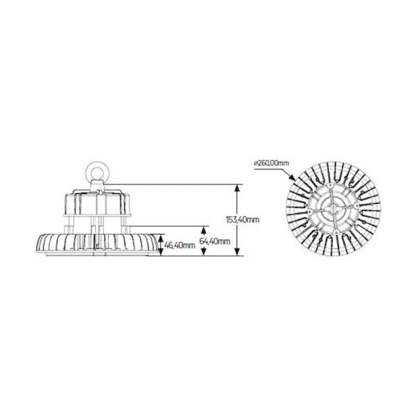 Καμπάνα LED Highbay Premium 200W 4000K 26000lm 90° IP65 - Image 2