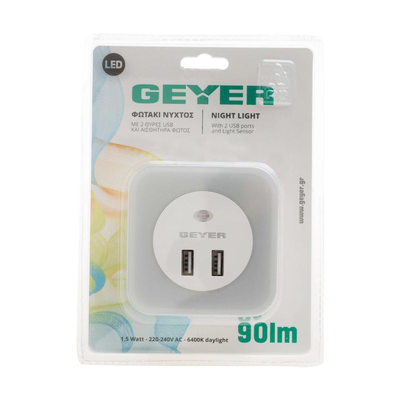 LN-USB2_4 LED Φωτάκι Νυκτός με 2ΧUSB + Sensor - Image 1