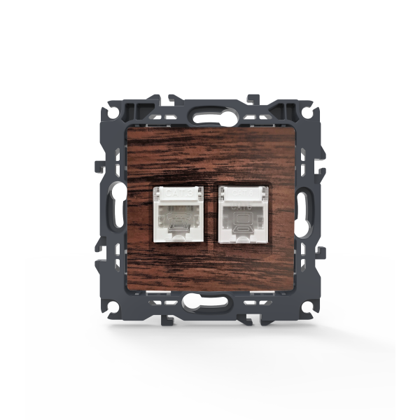 PRIME ΠΡΙΖΑ ΤΗΛΕΦΩΝΟΥ 1xRJ11 CAT3 IP20 & ΠΡΙΖΑ ΔΙΚΤΥΟΥ 1xRJ45 CAT6 UTP IP20 ΞΥΛΟ - Image 2