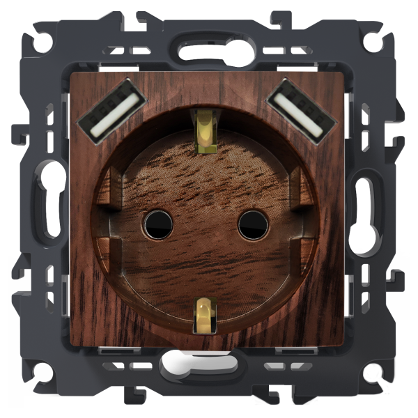 PRIME ΠΡΙΖΑ ΣΟΥΚΟ ΑΣΦΑΛΕΙΑΣ 1x2P+E 16A 250VAC & 2 USB 5VDC 3.1A IP20 ΞΥΛΟ - Image 2