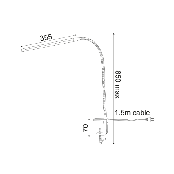 LED ΓΡΑΦΕΙΟΥ 5W 4000Κ ΑΦΗΣ ΛΕΥΚΟ+ΣΠΙΡΑΛ+ΣΦΙΓΚΤΗΡ 230VΗ85,5CM DELGADO - Image 2