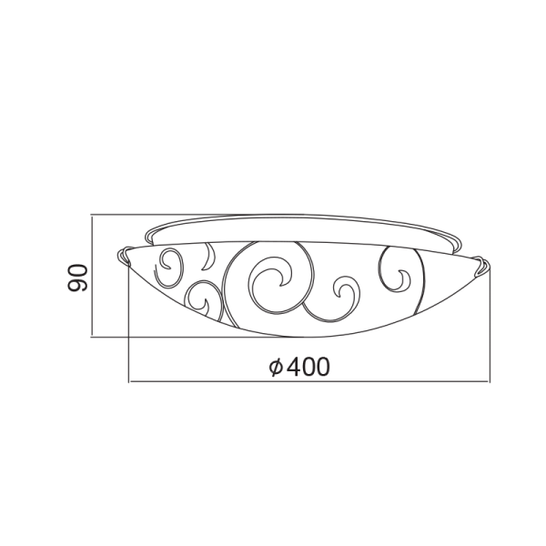 ΠΛΑΦΟΝΙΕΡΑ ΛΕΥΚΗ ΜΕ ΣΧΕΔΙΑ Φ40CM 3ΧE27 CHAPLIN - Image 2