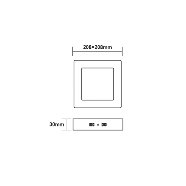 LED SLIM PANEL WHITE SQUARE CEIL.18W 3000K 1620Lm 225mm 230V AC Ra80 - Image 2