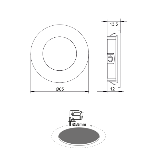 RECESSED NICKEL MATT ROUND LED SPOT 2W 3000K 155Lm 230V AC 100° Ra80 - Image 2