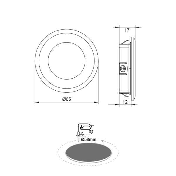 RECESSED WHITE ROUND LED SPOT 2W 3000K 155Lm 230V AC 100° Ra80 - Image 2