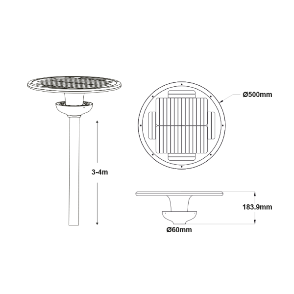 LED SOLAR URBAN LUMINAIRE 25W 4000K 2000LM RA80 IP65 50000HRS - Image 2