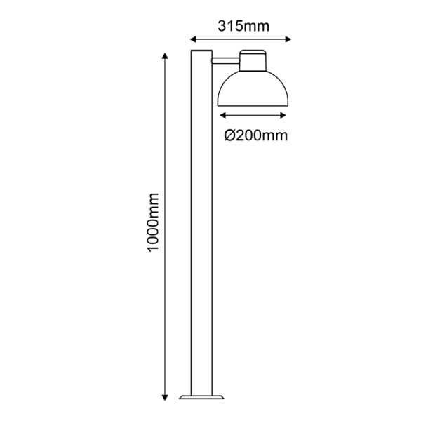 ΣΚΟΥΡΙΑ ΦΩΤΙΣΤΙΚΟ BERO 1XE27 MAX.10W LED IP44 ΜΕ ΚΟΛΩΝΑ & ΟΠΑΛ PC ΚΑΛΥΜΜΑ - Image 2