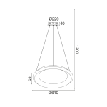 ΚΡΕΜΑΣΤΟ ΦΩΤΙΣΤΙΚΟ LED 48W 3000K 4610LM ΛΕΥΚΟ ΜΕΤΑΛΛΙΚΟ D61XH120CM DIANA - Image 2