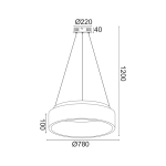 ΚΡΕΜΑΣΤΟ ΦΩΤΙΣΤΙΚΟ LED 80W 3000K 4100LM ΛΕΥΚΟ ΜΕΤΑΛΛΙΚΟ D78XH120CM APOLLO - Image 2