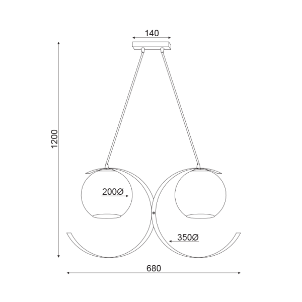 ΚΡΕΜΑΣΤΟ ΦΩΤΙΣΤΙΚΟ 2ΧΕ27 ΜΕΤΑΛΛΙΚΟ ΧΡΥΣΟ+ΠΕΡΛΕ ΓΥΑΛΙ 68Χ20ΧΗ120CM IPARELLE - Image 2