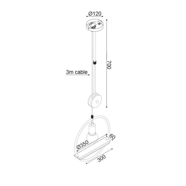 ΚΡΕΜΑΣΤΟ ΦΩΤΙΣΤΙΚΟ 1ΧΕ27 ΜΕΤΑΛΛΙΚΟΣ ΚΡΙΚΟΣ Φ35 ROOTTORI - Image 2