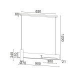 ΚΡΕΜΑΣΤΟ ΦΩΤΙΣΤΙΚΟ LED 1XGU10+ 18W LED 3000K 1440LM ΑΠΟΧΡ.ΜΑΥΡΟΥ ΜΑΡΜΑΡΟΥ ΜΕΤ/ΚΟ 90Χ7ΧΗ120CM LINEA - Image 2