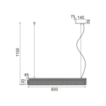 ΚΡΕΜΑΣΤΟ ΦΩΤΙΣΤΙΚΟ LED 11W 3000K 1180LM ΜΕΤ/ΚΟ ΜΑΥΡΟ 8,5Χ80ΧΗ110CM OFIS - Image 2