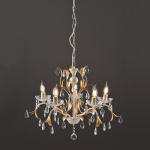 ΚΡΕΜΑΣΤΟ ΦΩΤΙΣΤΙΚΟ 5ΧΕ14 ΜΕΤ/ΚΟ ΠΑΤΙΝΑ ΛΕΥΚΟ ΧΡΥΣΟ+ΚΡΥΣΤΑΛΛΑ Φ68xH108CM SARDINIA