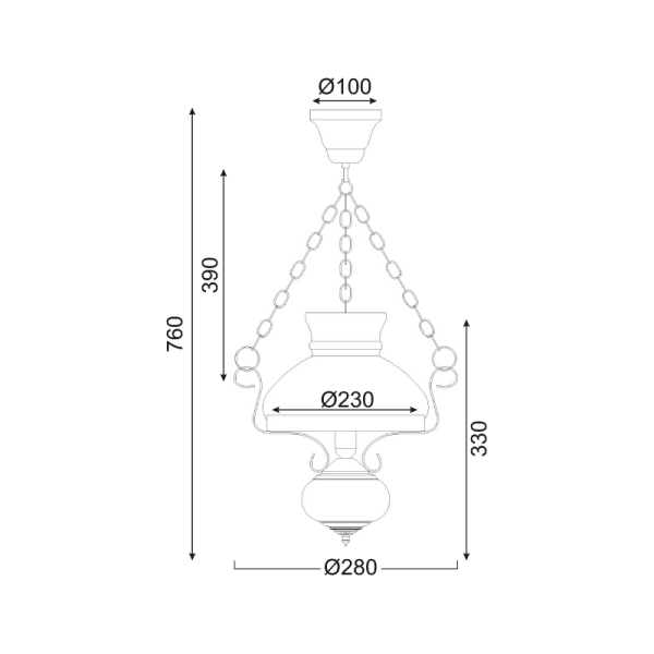 ΚΡΕΜΑΣΤΟ ΜΕΤΑΛΛΙΚΟ - ΞΥΛΟ Φ28 1ΧΕ27 CHALET - Image 2