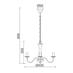 ΚΡΕΜΑΣΤΟ ΦΩΤΙΣΤΙΚΟ 3ΧΕ14 ΜΕΤΑΛΛΙΚΟ ΜΑΥΡΟ Φ49,5ΧΗ89,5CM KNOSSOS - Image 2