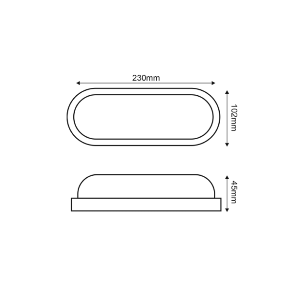LED PC WHITE WALL LUMINAIRE 230V AC IP65 20W 1750lm 4000K 110° Ra80 - Image 2