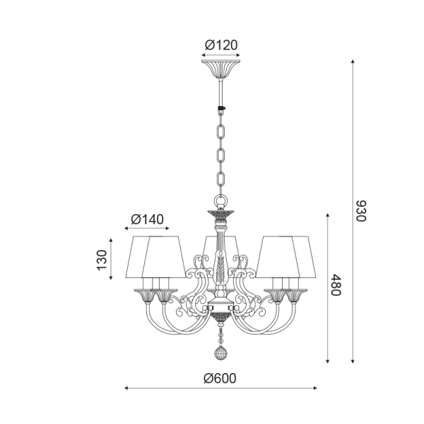 ΚΡΕΜΑΣΤΟ ΦΩΤΙΣΤΙΚΟ 5ΧΕ14 ΜΕΤΑΛΛΙΚΟ ΛΕΥΚΟ-ΜΩΒ+ΑΜΠΑΖΟΥΡ ΦΤΕΡΑ Φ60ΧΗ93CM ZIZEL - Image 2