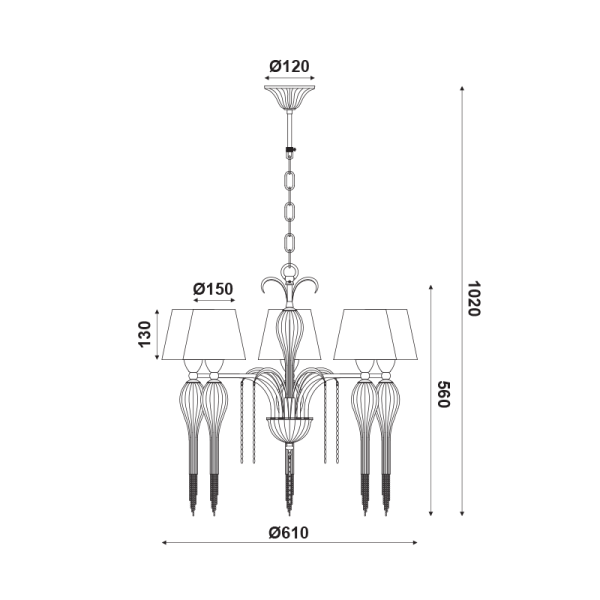 ΚΡΕΜΑΣΤΟ ΦΩΤΙΣΤΙΚΟ5ΧΕ14ΜΕΤΑΛ ΛΕΥΚ-ΧΡΥΣ+ΑΜΠ+ΓΥΑΛ+ΑΛΥΣ ROSEGOLD Φ61ΧΗ102 PALERMO - Image 2