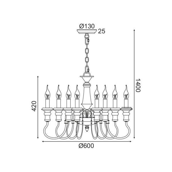 ΚΡΕΜΑΣΤΟ ΦΩΤΙΣΤΙΚΟ 8ΧΕ14 ΑΝΤΙΚΕ/ΣΚΟΥΡΙΑ ΜΕΤΑΛΛΙΚΟ D60XH150CM TOULOUSE - Image 2