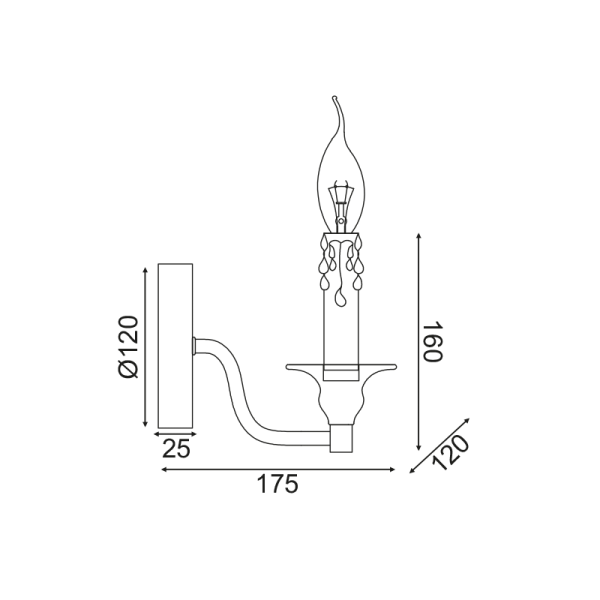 ΕΠΙΤΟΙΧΟ Φ/Σ 1ΧΕ14 ΑΝΤΙΚΕ/ΣΚΟΥΡΙΑ ΜΕΤΑΛΛΙΚΟ 18X12X16CM LYON - Image 2