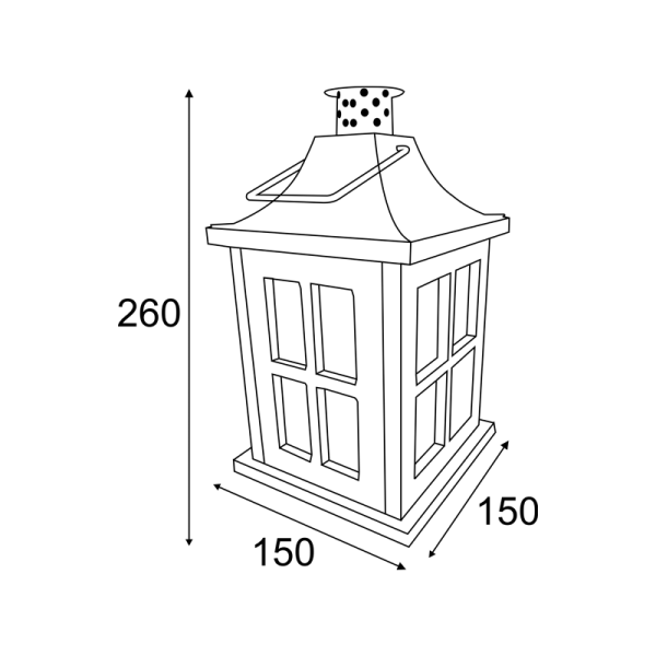 TORTE, ΑΝΤΙΚΕ ΞΥΛΙΝΟ-ΜΕΤΑΛ. ΦΑΝΑΡ-ΠΛΑΣΤ. ΛΕΥΚ ΚΕΡΙ, 1LED ΛΑΜΠ.ΜΠΑΤ(3xAAA),WW,IP44,15x15x26cm - Image 2