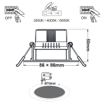 SQUARE LED SPOTLIGHT 7W SWITCH 3000-4000-6000K SMD 230V 40° Ra80 PRE-SET UP 3000K - Image 2