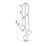 ΚΡΕΜΑΣΤΟ ΦΩΤΙΣΤΙΚΟ 3ΧΕ27 ΟΡΕΙΧΑΛΚΟ/ΜΑΥΡΟ ΜΕΤ/ΚΟ D44ΧΗ136CM MIRACOLO - Image 2
