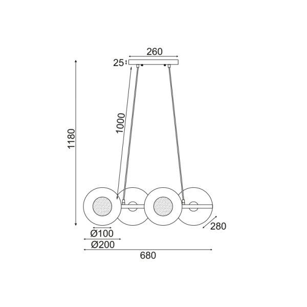 ΚΡΕΜΑΣΤΟ ΦΩΤΙΣΤΙΚΟ 4ΧG9 ΟΡΕΙΧΑΛΚΟ/ΜΑΥΡΟ ΜΕΤ/ΚΟ + ΓΥΑΛΙ 68X27ΧΗ118CM LAYLA - Image 2