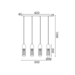 ΚΡΕΜΑΣΤΟ ΦΩΤΙΣΤΙΚΟ 4ΧΕ27 ΛΕΥΚΟ ΜΕΤΑΛΛΙΚΟ 65X8XH120CM LAB - Image 2