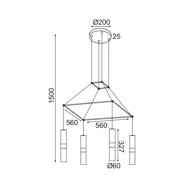 ΚΡΕΜΑΣΤΟ ΦΩΤΙΣΤΙΚΟ 4XGU10 ΛΕΥΚΟ ΜΕΤΑΛΛΙΚΟ 56X56XH150CM DA VINCI - Image 2