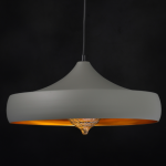 ΚΡΕΜΑΣΤΟ ΦΩΤΙΣΤΙΚΟ 1ΧΕ27 ΜΕΤΑΛΛΙΚΟ ΓΚΡΙ/ΧΡΥΣΟ Φ46ΧΗ123CM CALIPHATE - Image 2