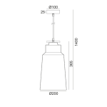 ΚΡΕΜΑΣΤΟ ΦΩΤΙΣΤΙΚΟ 1ΧΕ27 ΜΕΤΑΛΛΙΚΟ ΜΑΥΡΟ+ΞΥΛΟ Φ20ΧΗ140CM AENEAS - Image 2