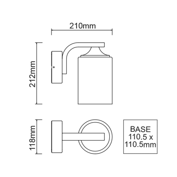 E27 WALL LUMINAIRE 230V AC DARK GREY IP54 MAX.60W - Image 2
