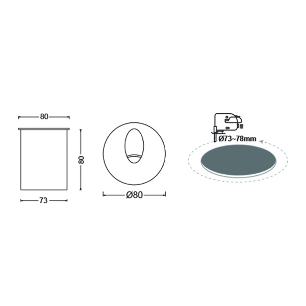 LED HP WALL RECESSED LUMINAIRE 3W 55LM 230VAC 3.000K DARK GREY CRI80 IP65 30.000HRS(INSTAL BOX INC) - Image 2