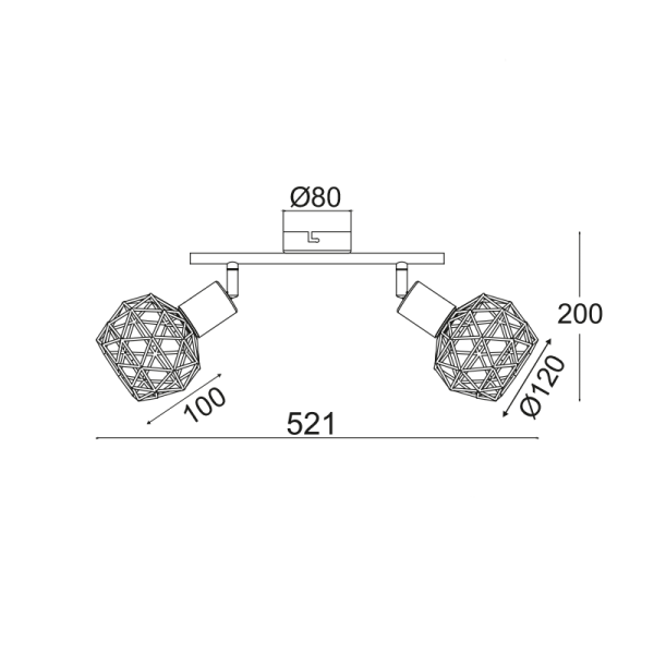 ΣΠΟΤ II 2XE14 ΧΑΛΚΙΝΟ ΠΛΕΓΜΑ 30X12,5X19,5CM ALADDIN - Image 2