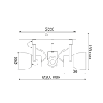 ΕΠΙΤΟΙΧΟ Φ/Σ 3ΧGU10 ΤΣΙΜΕΝΤΟ+ΜΕΤΑΛΛΟ Φ23ΧΗ16,5CM PEPPER - Image 2