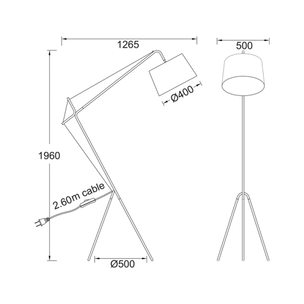 ΔΑΠΕΔΟΥ ΤΡΙΠΟΔΑΣ ΛΕΥΚΟ ΥΦΑΣΜΑΤΙΝΟ ΚΑΠΕΛΟ 1ΧΕ27 ANDALUSIA - Image 2
