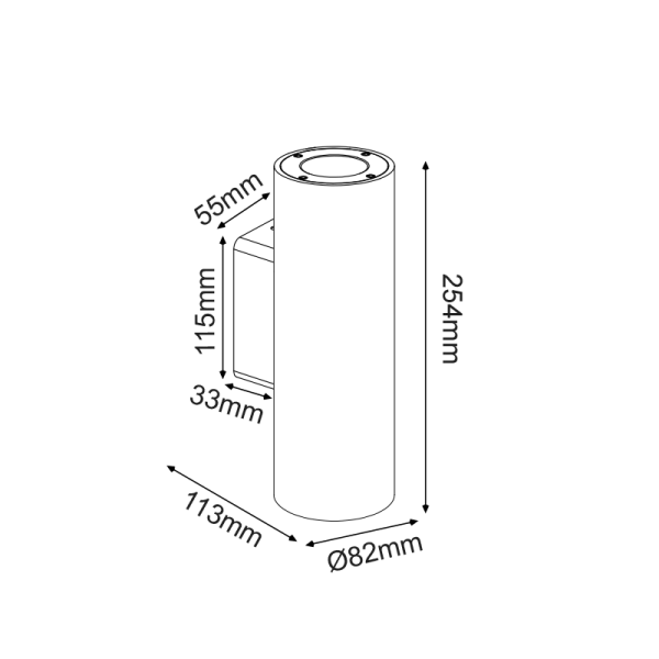 ΣΤΡΟΓΓΥΛΟ ΕΠΙΤΟΙΧΟ ΦΩΤΙΣΤΙΚΟ UP-DOWN IP65 2XGU10 ΜΑΥΡΟ ΤΣΙΜΕΝΤΟ - Image 2