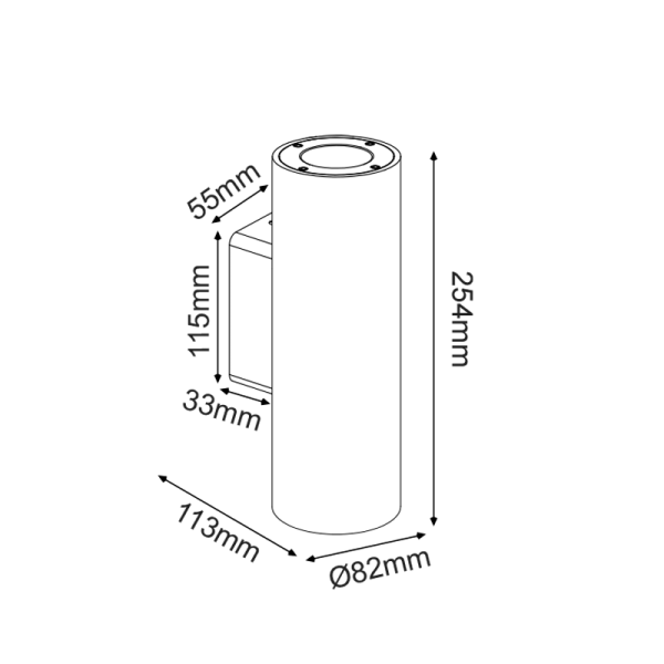 ΣΤΡΟΓΓΥΛΟ ΕΠΙΤΟΙΧΟ ΦΩΤΙΣΤΙΚΟ UP-DOWN IP65 2XGU10 ΛΕΥΚΟ ΤΣΙΜΕΝΤΟ - Image 2