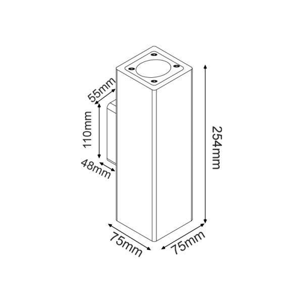 ΤΕΤΡΑΓΩΝΟ ΕΠΙΤΟΙΧΟ ΦΩΤΙΣΤΙΚΟ UP-DOWN IP65 2XGU10 ΜΑΥΡΟ ΤΣΙΜΕΝΤΟ - Image 2